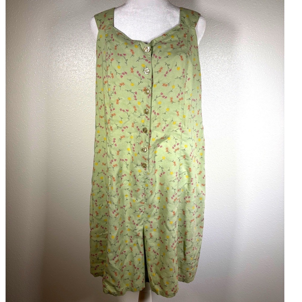 Cottagecore Fairycore Vintage Floral Boho Romper Sage XL Lace Up Basic Editions